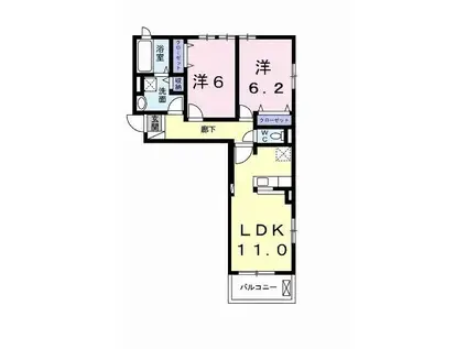 ホクラニ(2LDK/2階)の間取り写真