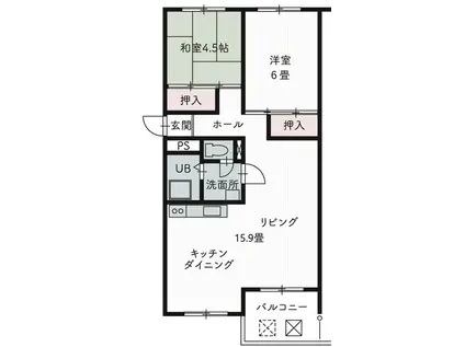 兵庫県公社 芦屋浜高層2号棟(2LDK/6階)の間取り写真