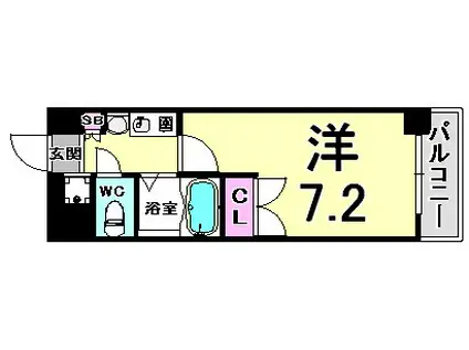 エステムコート三宮山手IIソアーレ(1K/5階)の間取り写真