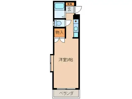 タニビル(1K/3階)の間取り写真