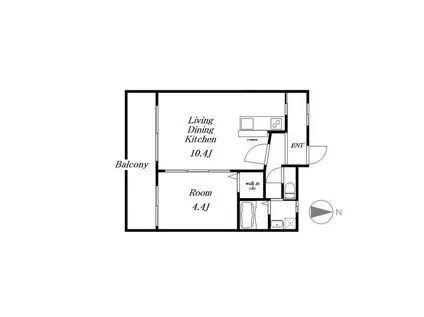 中央玻璃器マンション(1LDK/2階)の間取り写真