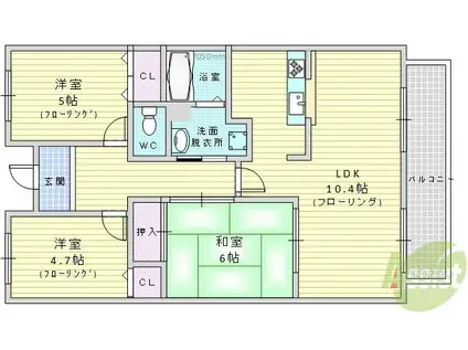ヴィオラ千里(3LDK/5階)の間取り写真