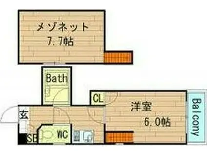 アベニール(1K/4階)の間取り写真