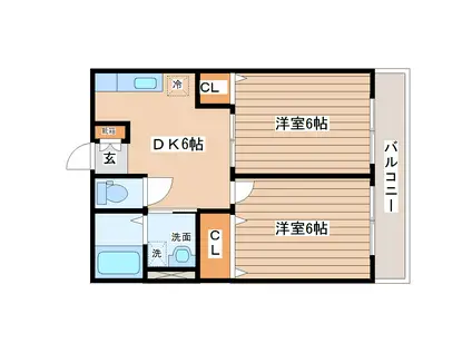 シルフハイム(2DK/2階)の間取り写真