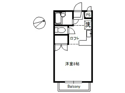 ニューサンハイツ(ワンルーム/2階)の間取り写真