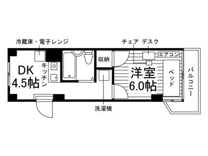 オリーブ桑田(1DK/4階)の間取り写真