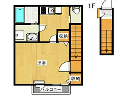 SERENO ORT(1DK/2階)の間取り写真