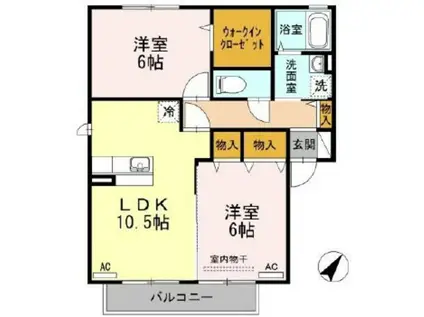 アシュランスA (2LDK/2階)の間取り写真