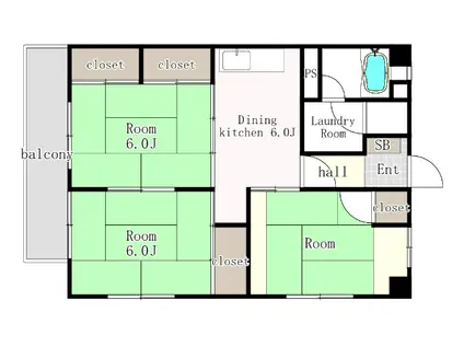 松岡コーポ(3DK/2階)の間取り写真