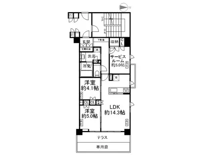 イニシア京都御所南(3LDK/1階)の間取り写真