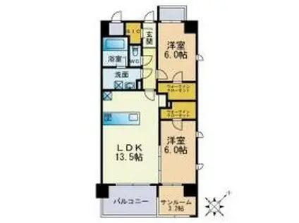 モンレーヴ博多駅南(2SLDK/10階)の間取り写真