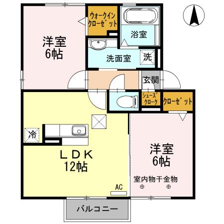 カピオン門間(2LDK/2階)の間取り写真