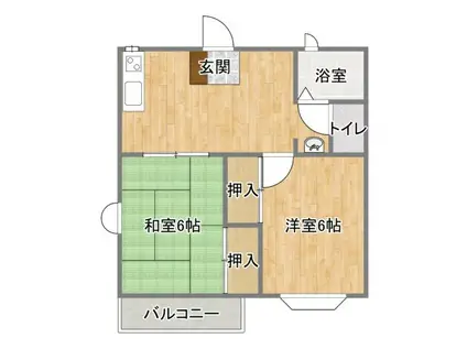 フレーチャグランデ(2DK/2階)の間取り写真