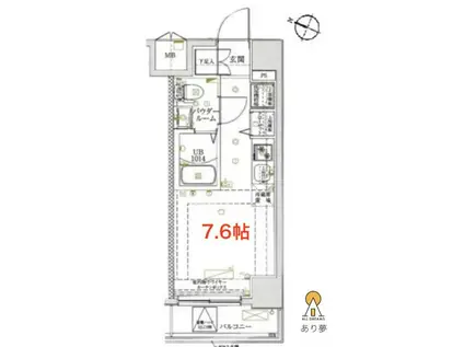 LUMEED横浜阪東橋(ワンルーム/9階)の間取り写真