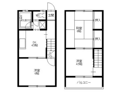 コーポ松岡AB(3K/1階)の間取り写真