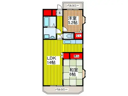 ジョイフル天沼(2LDK/2階)の間取り写真