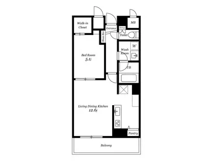 SHINANOビル(1LDK/6階)の間取り写真
