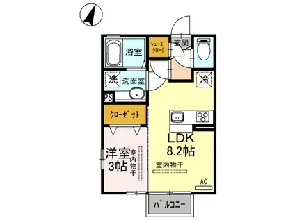 D-ROOMカサ・デ・プラセール208(1LDK/2階)の間取り写真