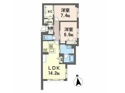 クロムノワール(2LDK/1階)の間取り写真