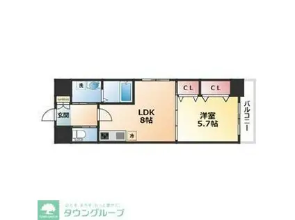 ドゥナーレ東別院(1LDK/2階)の間取り写真