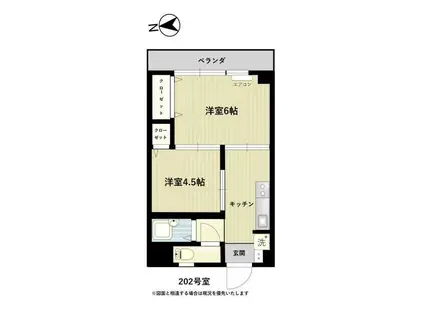 トナミビル(2K/2階)の間取り写真