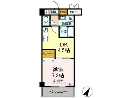 エスペランサI(1DK/1階)の間取り写真