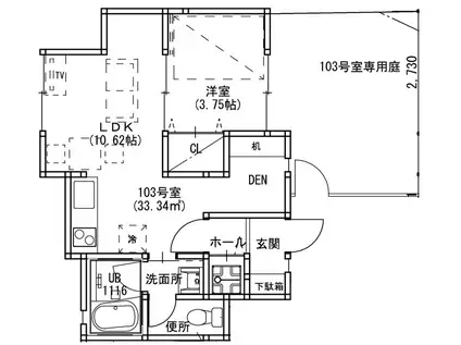 アルジェネーロ三ツ沢(1LDK/1階)の間取り写真