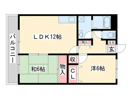 リディアヤマモト壱番館(2LDK/4階)の間取り写真