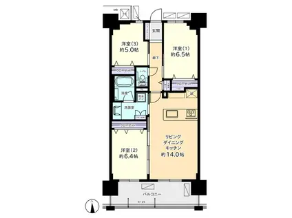 プレミア高岡駅前レジデンス(3LDK/1階)の間取り写真