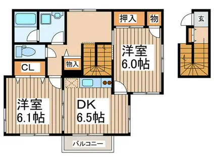 林間ハイツ(2DK/1階)の間取り写真
