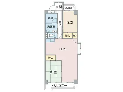 横井ビル(2LDK/3階)の間取り写真