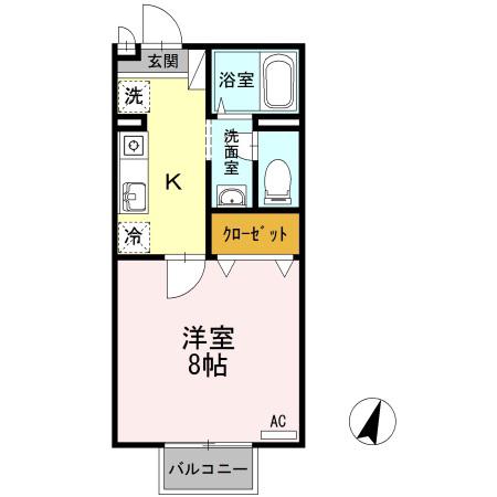 アレイ御用所(1K/2階)の間取り写真