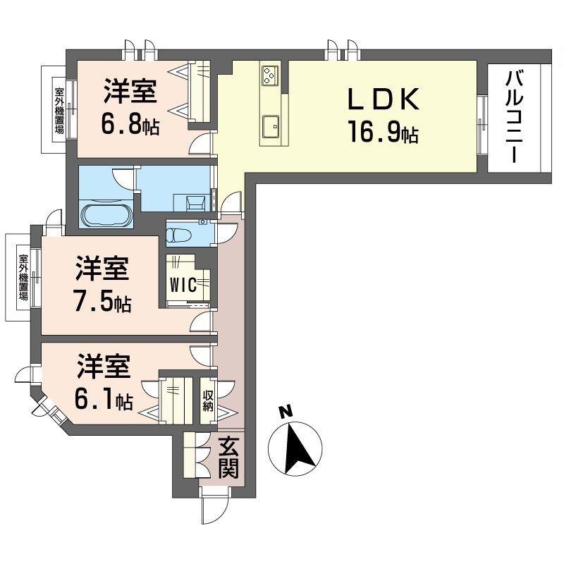 ウィズプラス大船(3LDK/4階)の間取り写真