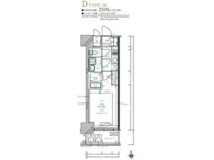 ディアレイシャス名古屋太閤通IV(1K/12階)の間取り写真