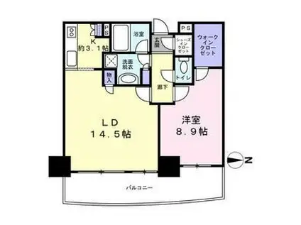 クレッセント川崎タワー(1LDK/28階)の間取り写真