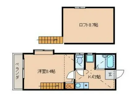 サンプラトーII(1K/2階)の間取り写真