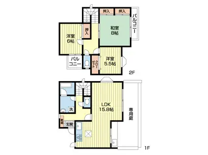 コートフジB(3LDK/1階)の間取り写真