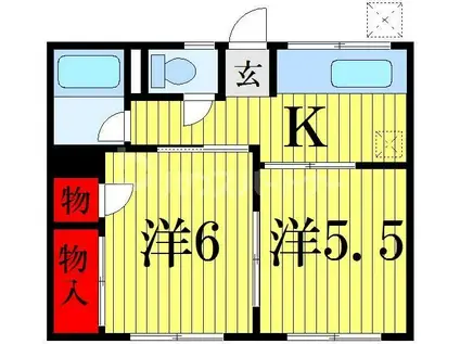 シティハイムフローラ(2K/1階)の間取り写真