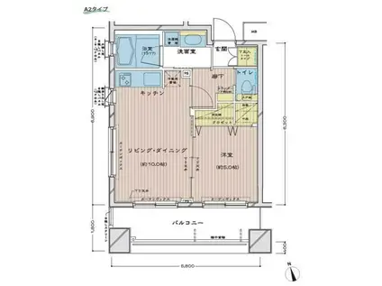 ダイナシティ新宿若松町(1LDK/8階)の間取り写真