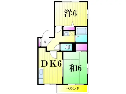 ルミエールイースト A棟(2DK/1階)の間取り写真