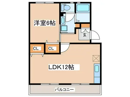 ポプラヶ丘コープ6号棟(1LDK/4階)の間取り写真