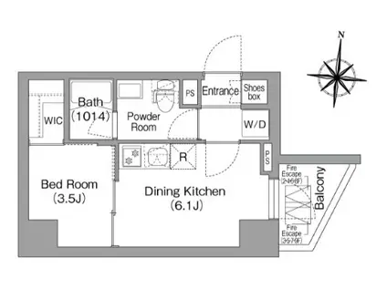 コンフォリア・リヴ木場イーストI(1DK/9階)の間取り写真