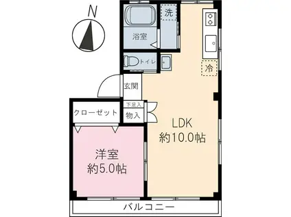 渡辺マンション(1LDK/4階)の間取り写真
