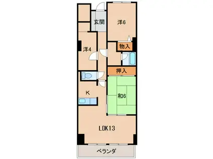 ブリリアント本町(3LDK/6階)の間取り写真