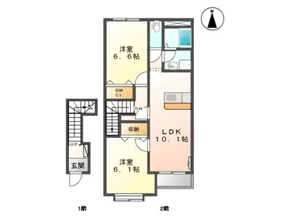 サンシャイン19A(2LDK/2階)の間取り写真