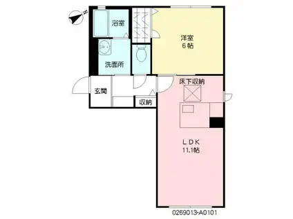 フェリークI(1LDK/1階)の間取り写真