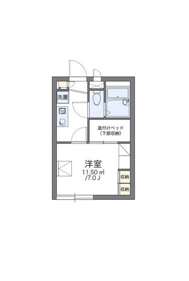 レオパレス如月(1K/2階)の間取り写真
