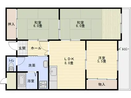 マンション国分ウエスト(3LDK/4階)の間取り写真