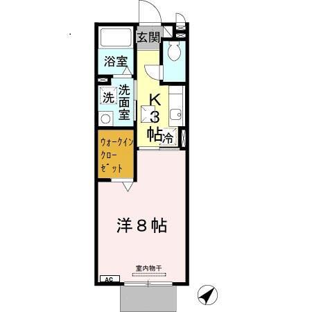 パークハイム四番館(1K/2階)の間取り写真