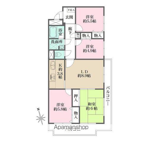 藤和シティコープ東寺尾(4LDK/4階)の間取り写真